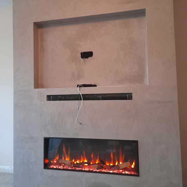 Roaring Fireplaces Installations media wall installation